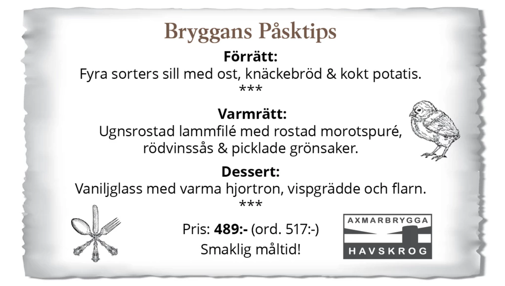 Helgtips Trerätters Påskhelgen